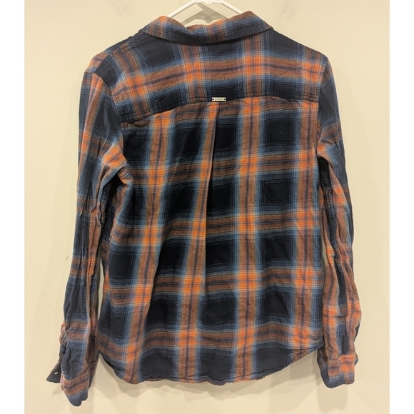 Prana Orange And Blue Flannel Button Up Shirt Size Small - Picture 3 of 4